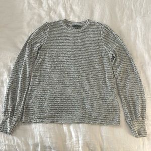 Lucky Brand Black and Gray Striped Cloud Soft Long Sleeve T Shirt sz XS